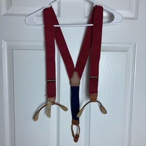 Brooks Brothers Red and Navy Suspenders with Brown Accents NWT Vintage